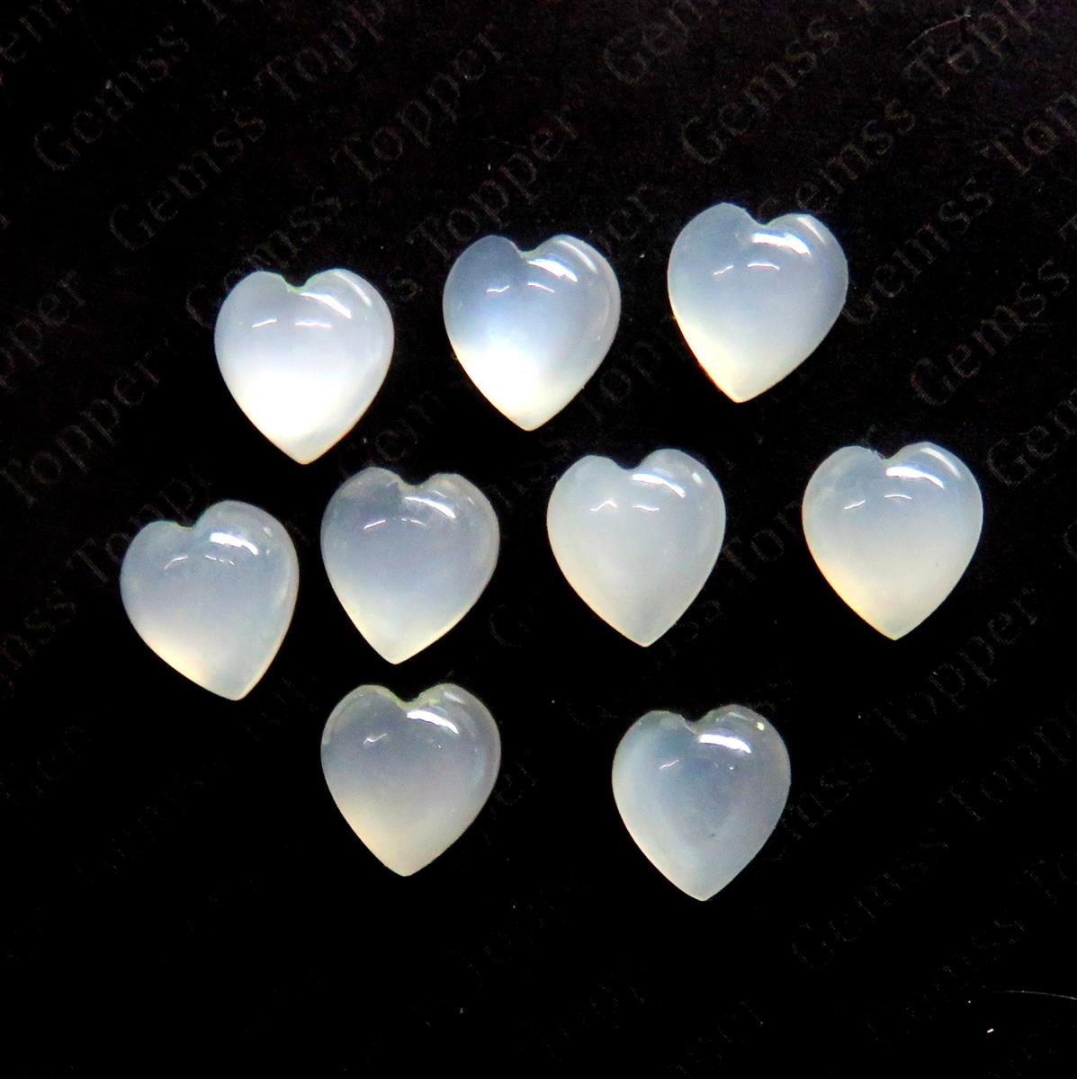 White Moonstone 10x10 mm Heart Shape Cabochon